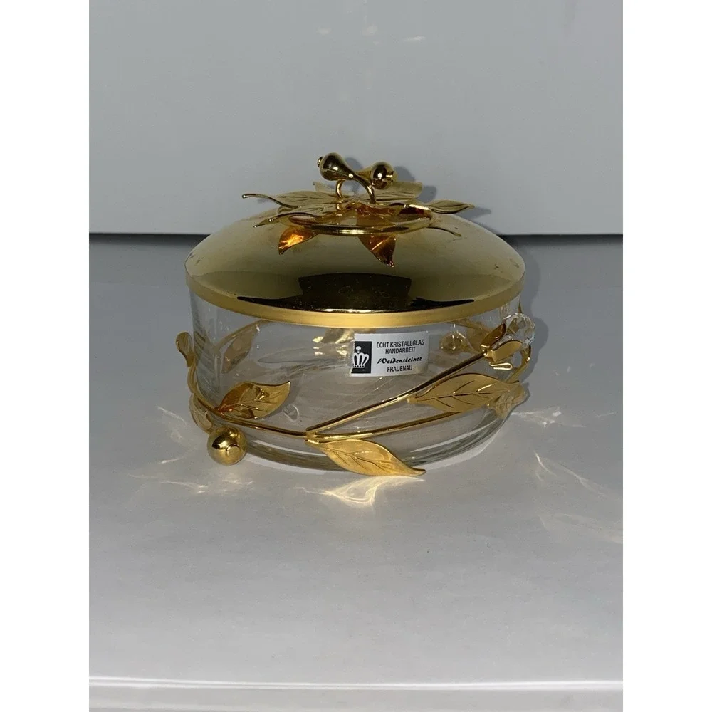 Echt‎ Kristall Glas Handarbeit Weidensteiner Frauenau Trinket Glass+Gold German